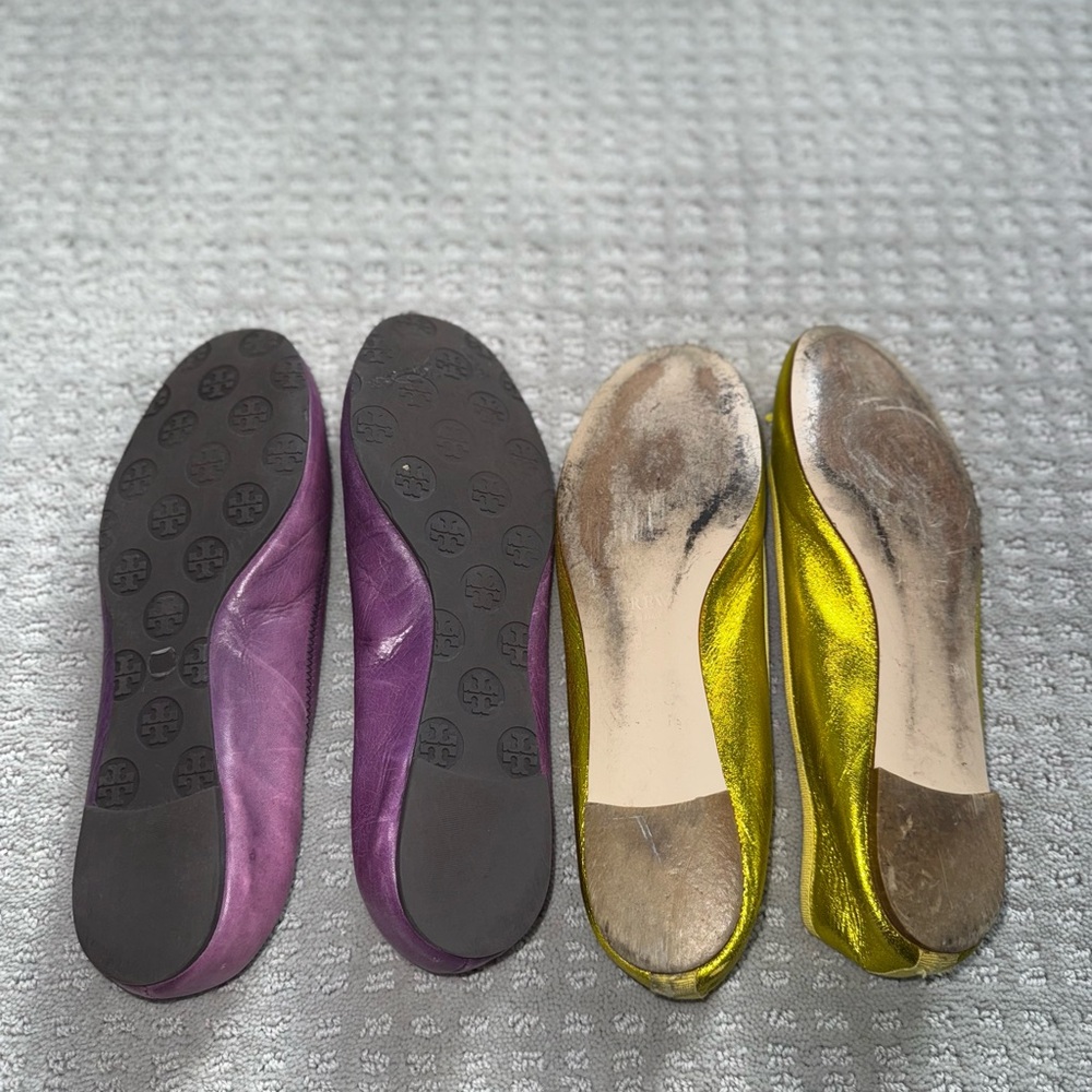 Tory Burch Miller Purple Flats & JCrew vibrant yellow flats - Picture 5 of 16